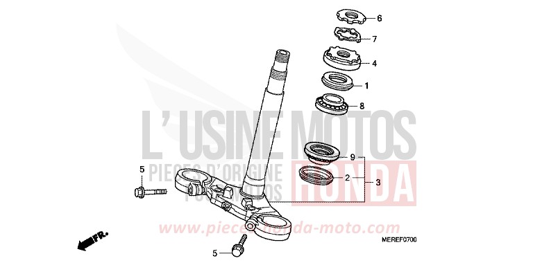 STEERING STEM for CBF600N ABS QUASAR SILVER METALLIC (NHA48) from 2009